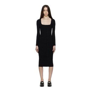 Rag & Bone Dress Medium Black Asher Rib Knit Square Neck Bodycon Minimalist